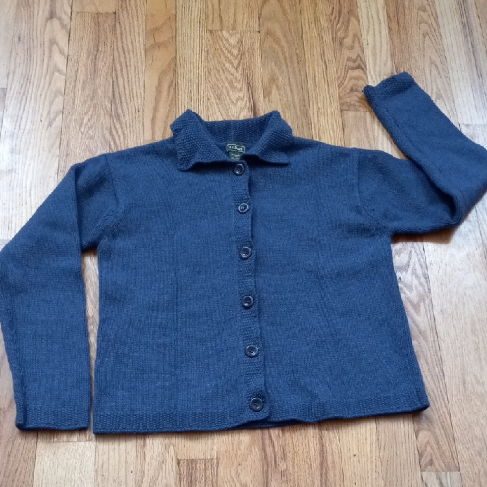 Blue Wool, Angora, Nylon, Button Down Cardigan Sweater